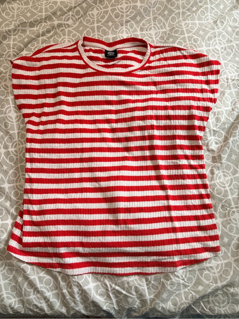 bobeau Maternity Red and White Ribbed Striped Tee size L